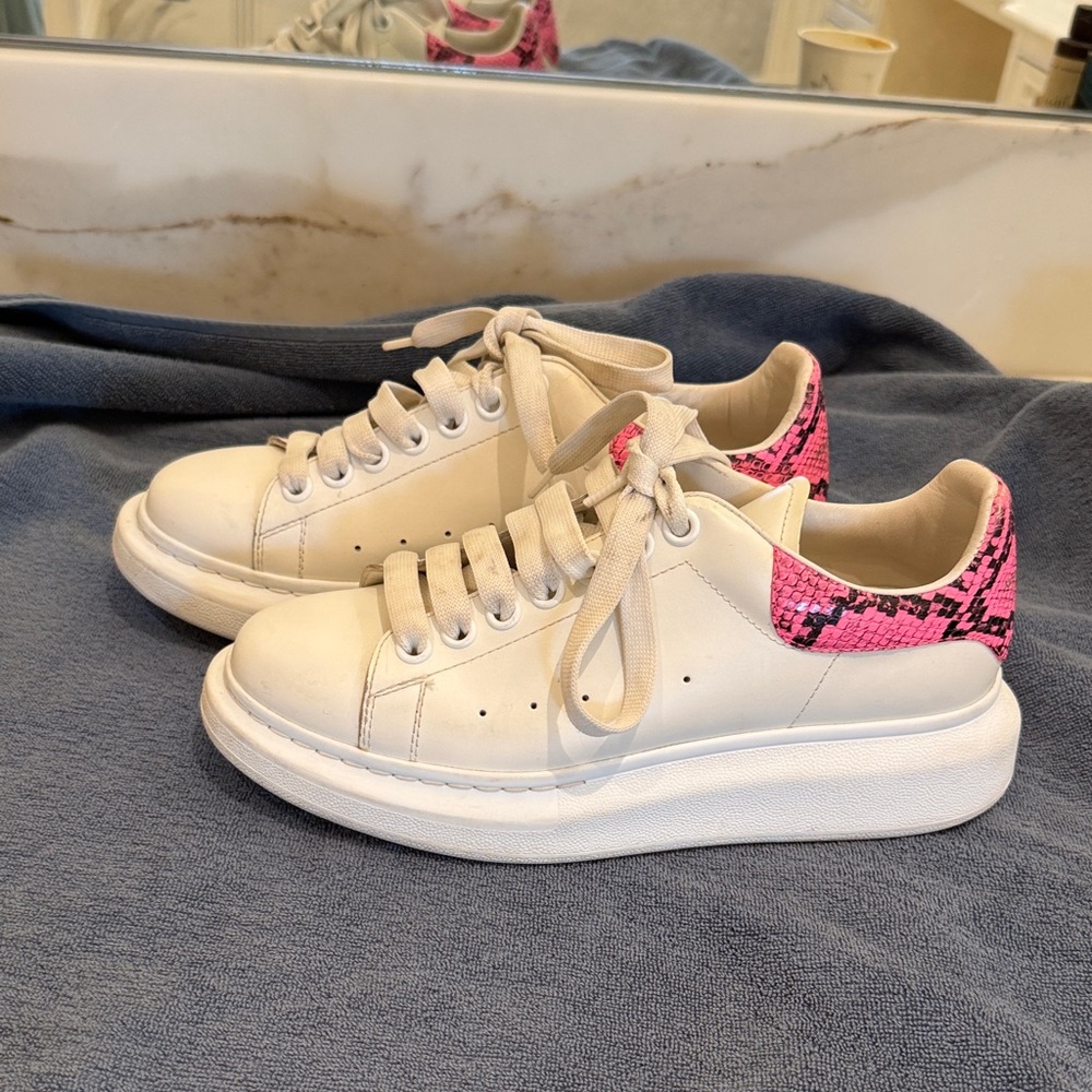 Alexander McQueen White Sneakers with Pink Accents